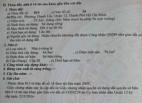 Cần bán Nhà trệt 1 lầu 2 PN 2WC đường TL14, P. Thạnh Lộc, Q.12.